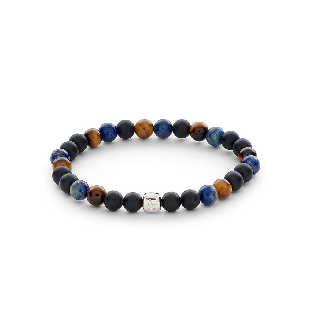 ColorUp Cape Town (6mm) Silver Bracelet w. Lapis, Onyx & Tiger's Eye