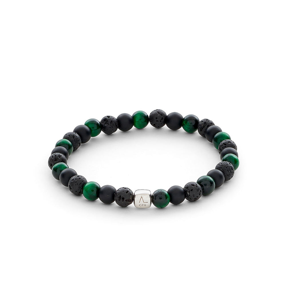 ColorUp Tuscany (6mm) sølv Armbånd m. Tigerøje & Onyx