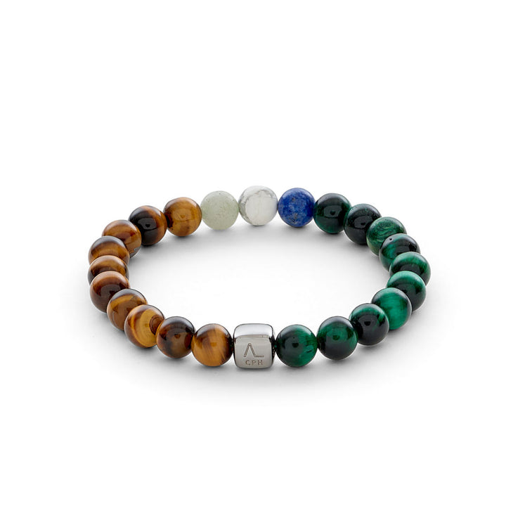ColorUp (8mm) Silver Bracelet w. Tiger's Eye & Laboradorite