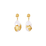 Cordelia Drop Gold Plated Earrings w. Pearls