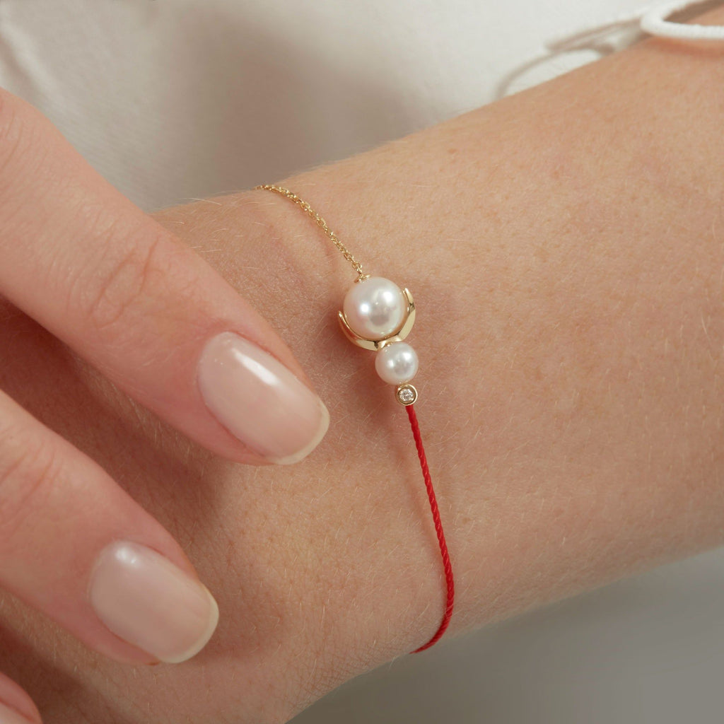 Cosmo Saturn 18K Gold Bracelet w. Pearl & Diamond