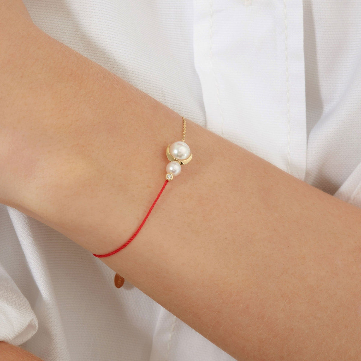 Cosmo Saturn 18K Guld Armbånd m. Perle & Diamant