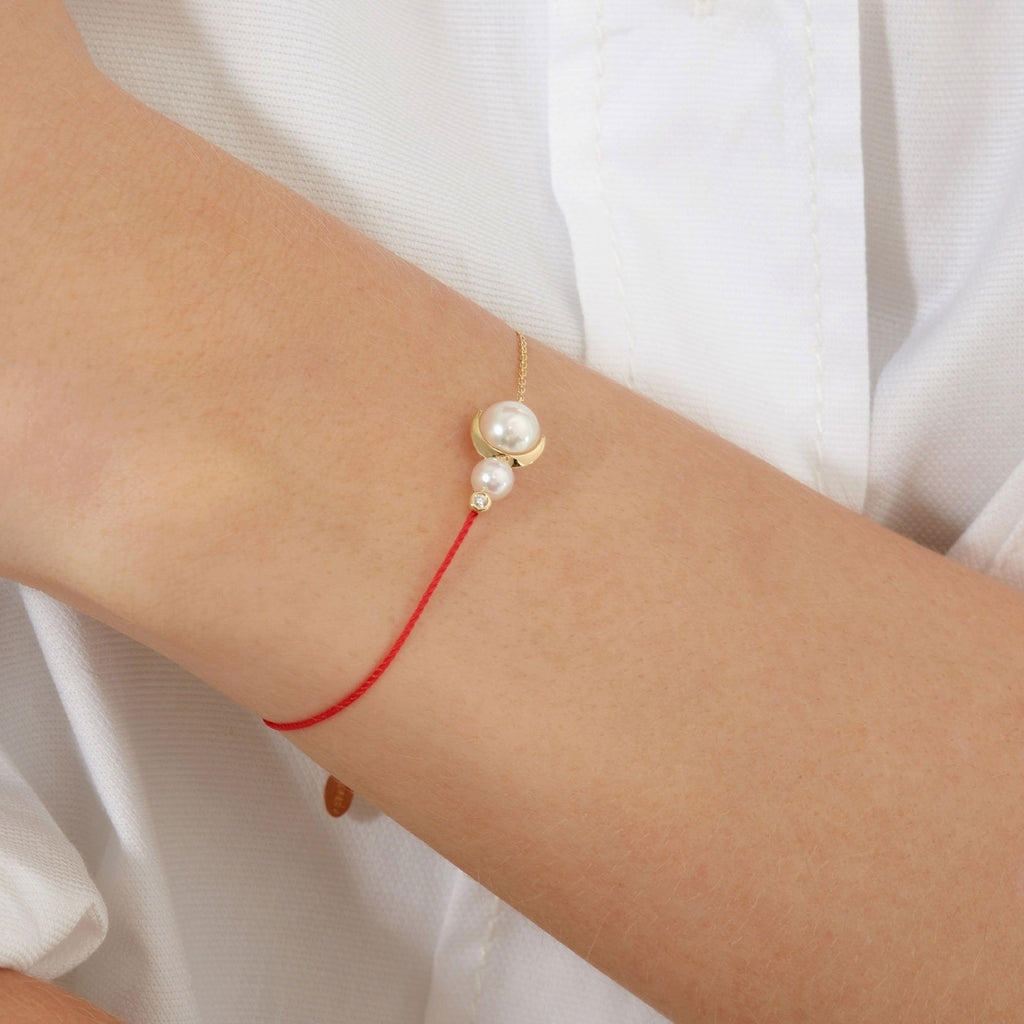 Cosmo Saturn 18K Gold Bracelet w. Pearl & Diamond