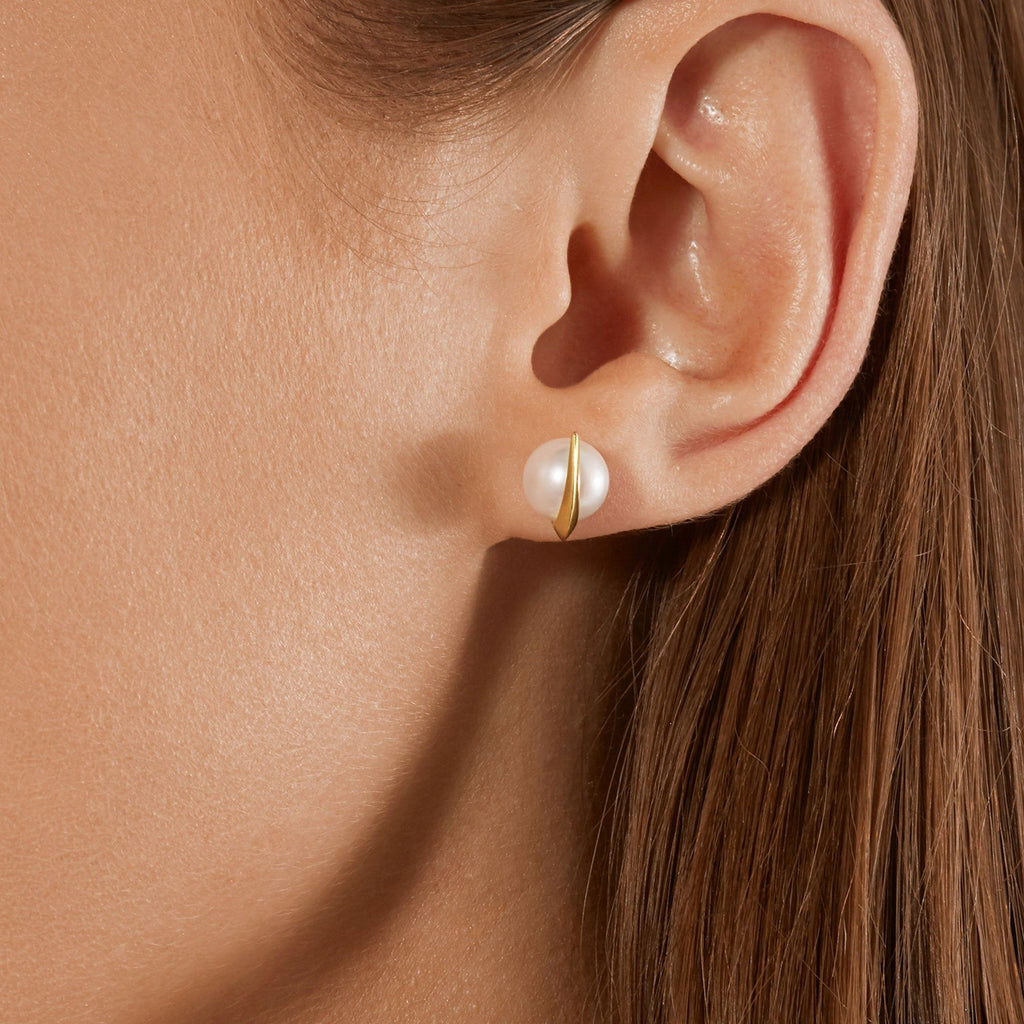 Cosmo Saturn Stud 18k Gold Ohrringe w. Perle