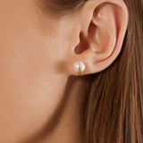 Cosmo Saturn Stud 18K Gold Earrings w. Pearl