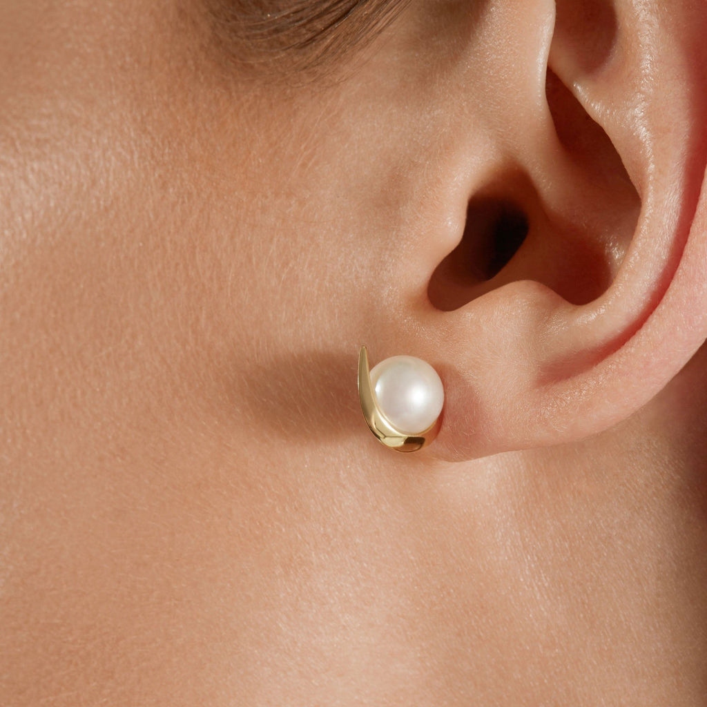 Cosmo Saturn Stud 18k Gold Ohrringe w. Perle
