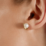 Cosmo Saturn Stud 18K Gold Earrings w. Pearl