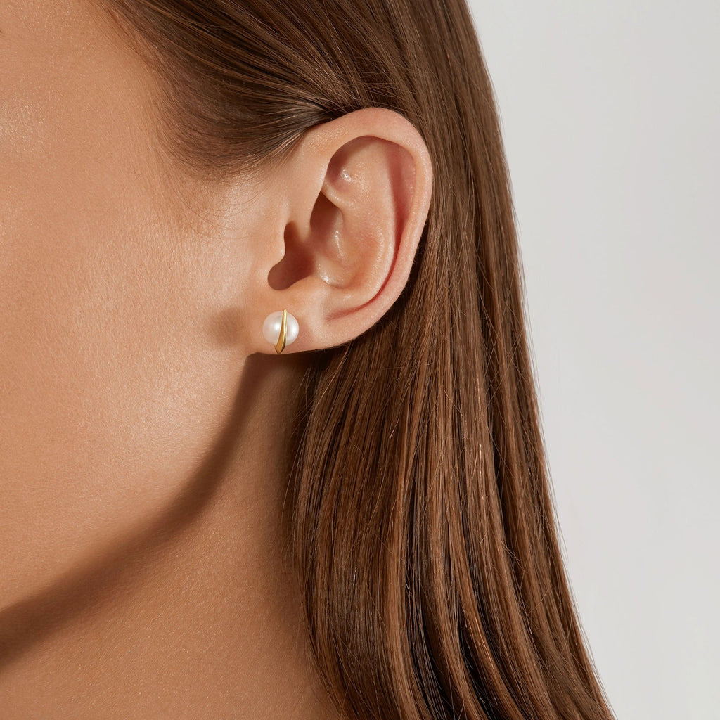 Cosmo Saturn Stud 18k Gold Ohrringe w. Perle