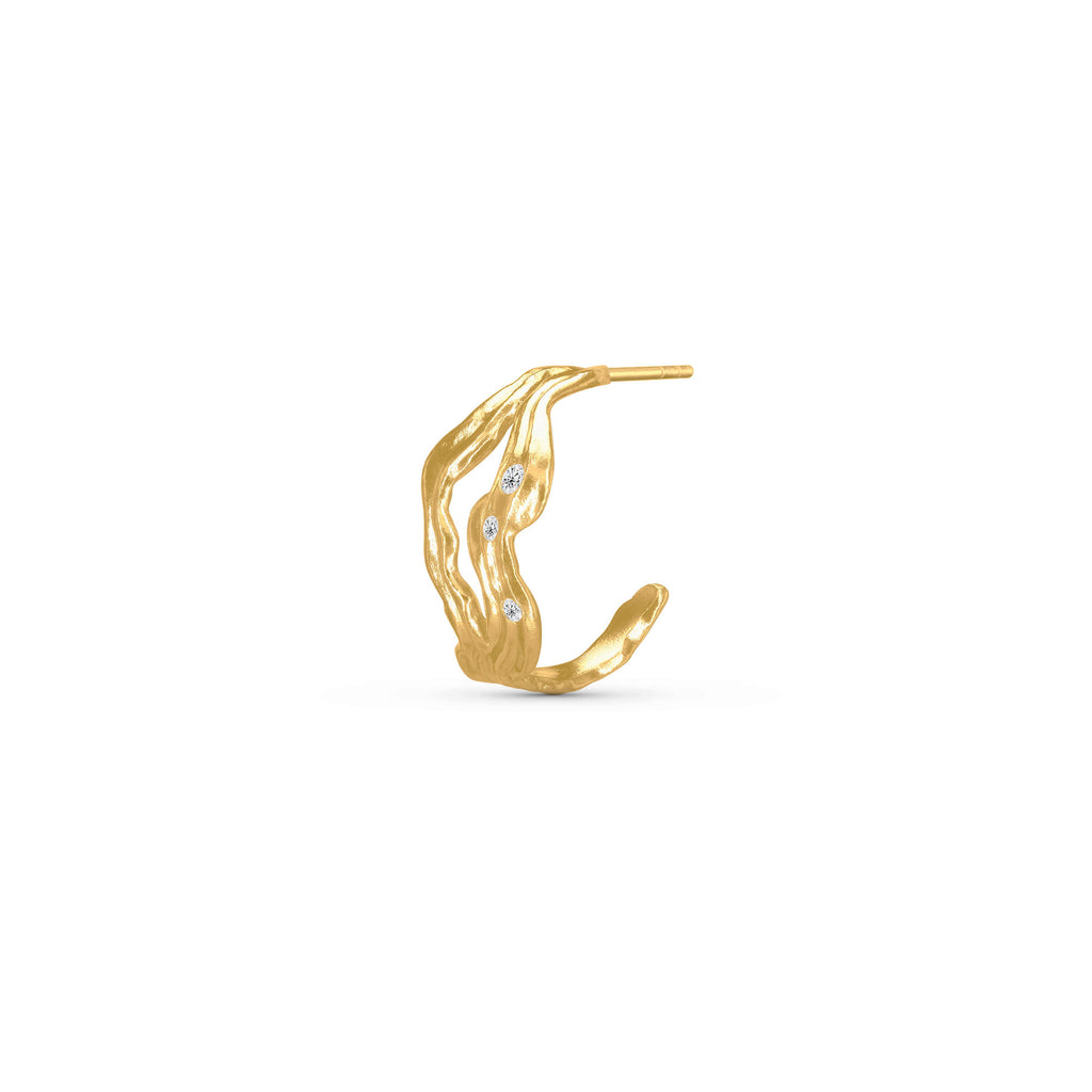 Cassiopeia Gold Plated Hoop w. Zirconia