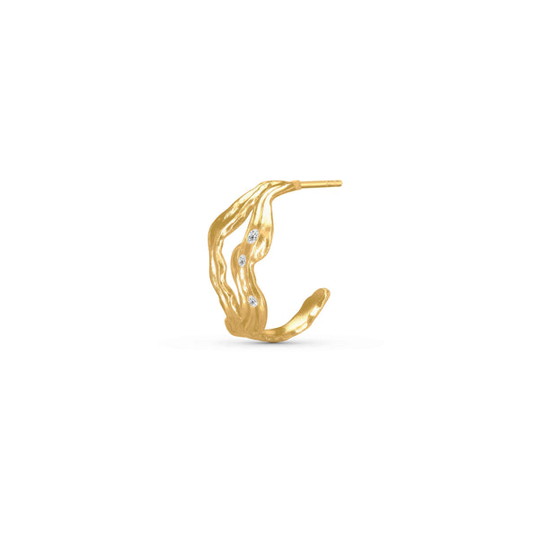 Cassiopeia Hoop Earring Gold Plated, White Zirconia