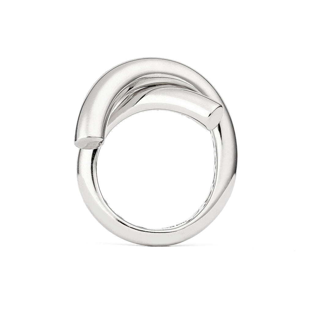 Cross Loop Medium Plain 18K Whitegold Ring