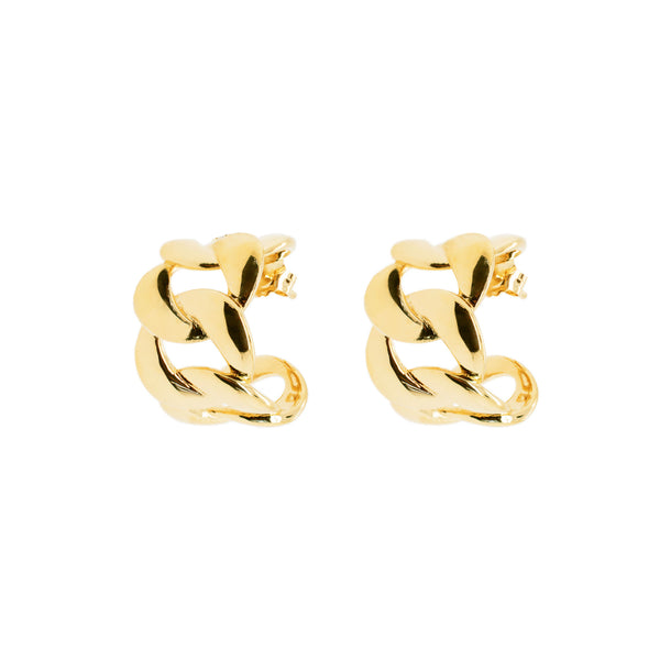 Wide Curb 18K Gold Plated Hoops