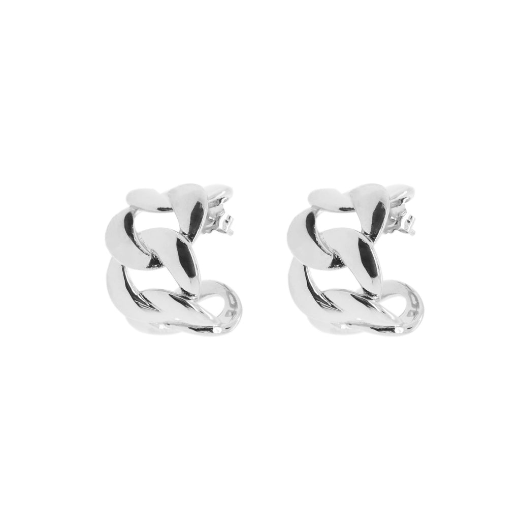 Wide Curb Sølv Hoops 