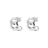 Wide Curb Silver Hoops w. Zirconia