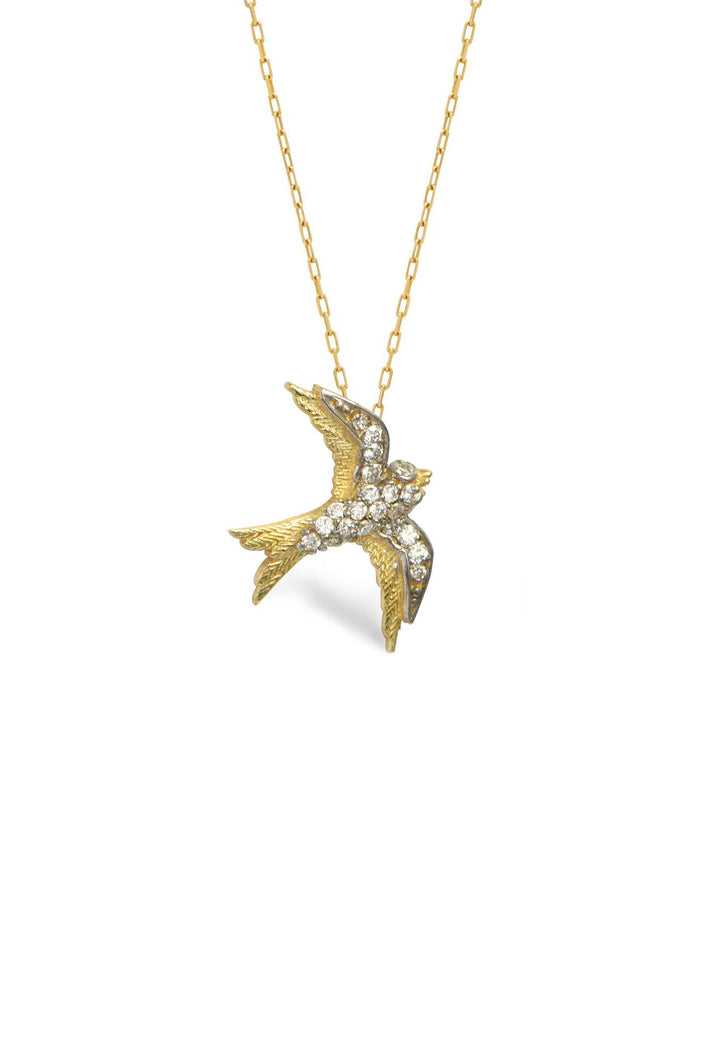 Swallow Bird Halskette 14K Gold I Diamanten