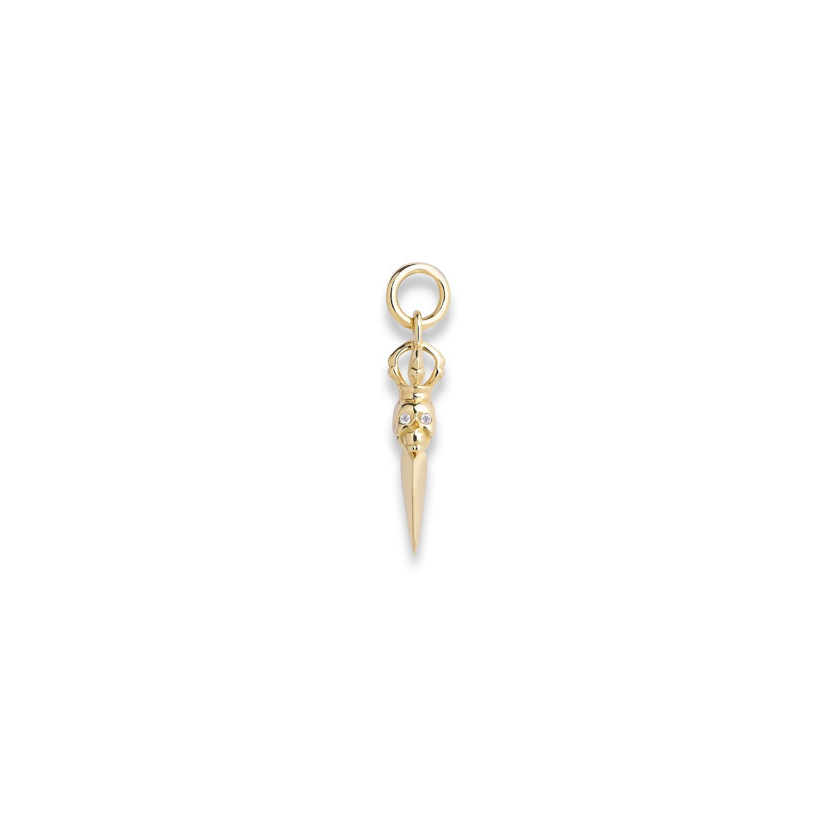 Laughing Skull Phurpa 18K Gold Pendant w. Diamond
