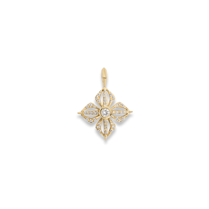 Star of Shamballa 18K Gold Pendant w. Diamond