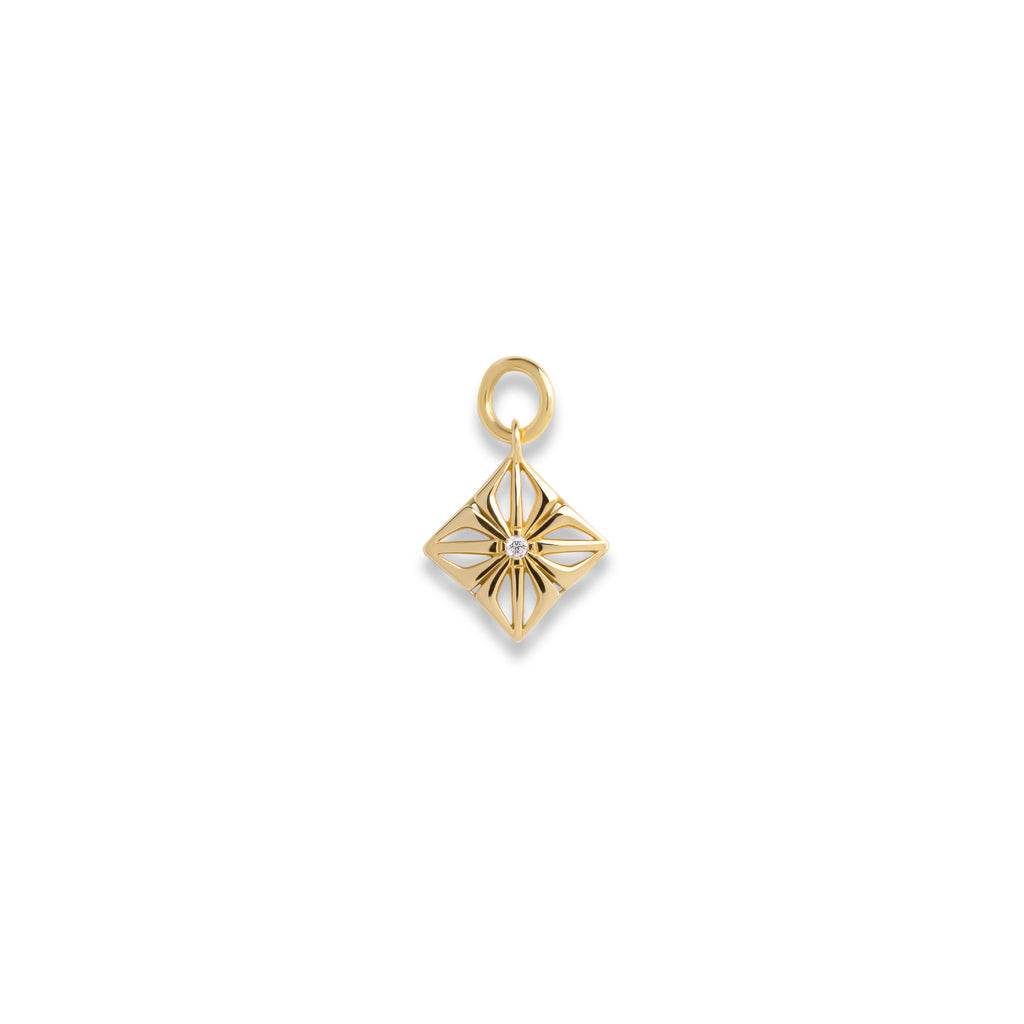 Star of Shamballa 18K Gold Pendant w. Diamond