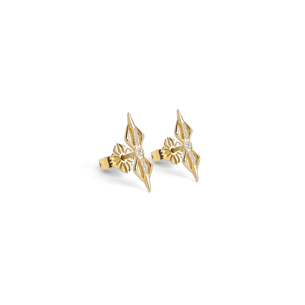 Diamond Dorje 18K Gold Studs w. Diamond