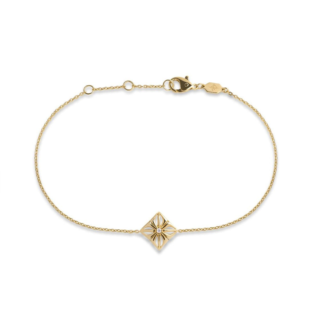 Diya Star of Shamballa 18K Gold Bracelet w. Diamond