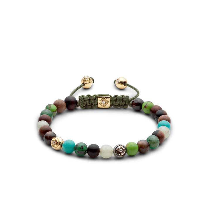 6mm Ikke flettet Olive 18K Guld Armbånd m. Ædelsten