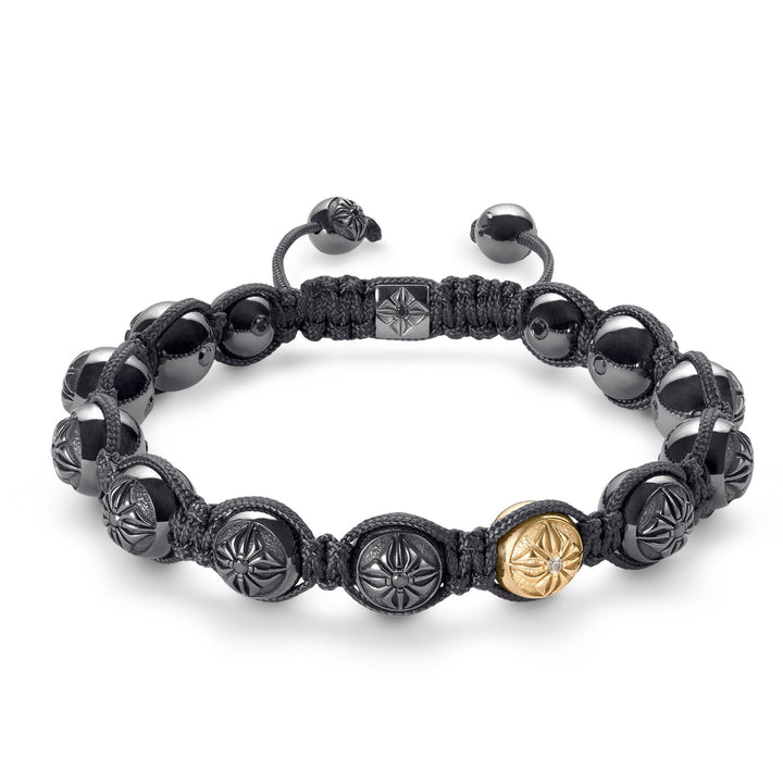 10mm Flettet Sort/Guld 18K Guld Armbånd m. Diamant