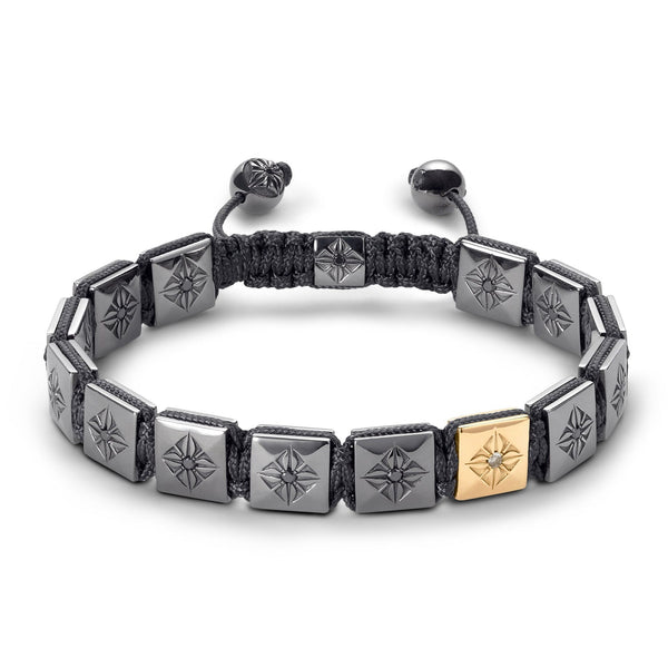 10mm Lock Black/Gold 18K Gold Bracelet w. Diamond