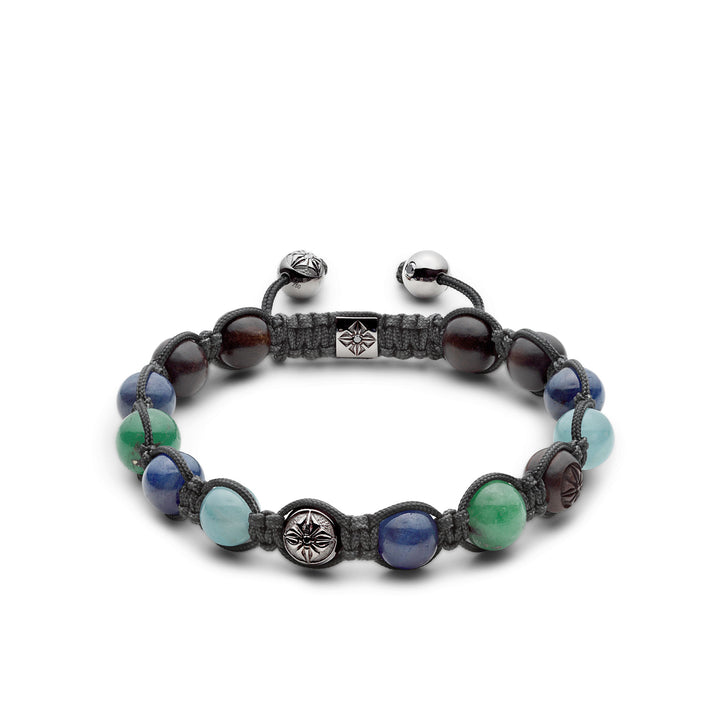 8mm Flettet Charcoal Grå 18K Guld Armbånd m. Ædelsten