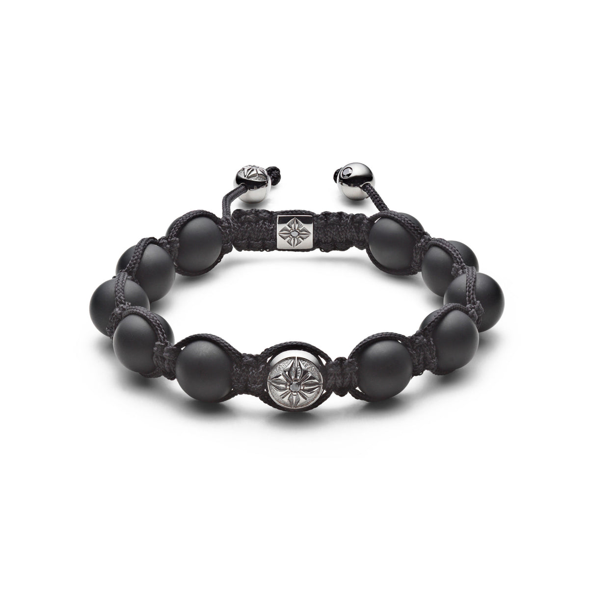 10mm Braided Black 18K Gold Bracelet w. Diamond