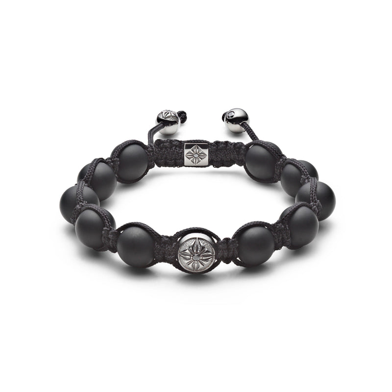10mm Braided Black 18K Gold Bracelet w. Diamond