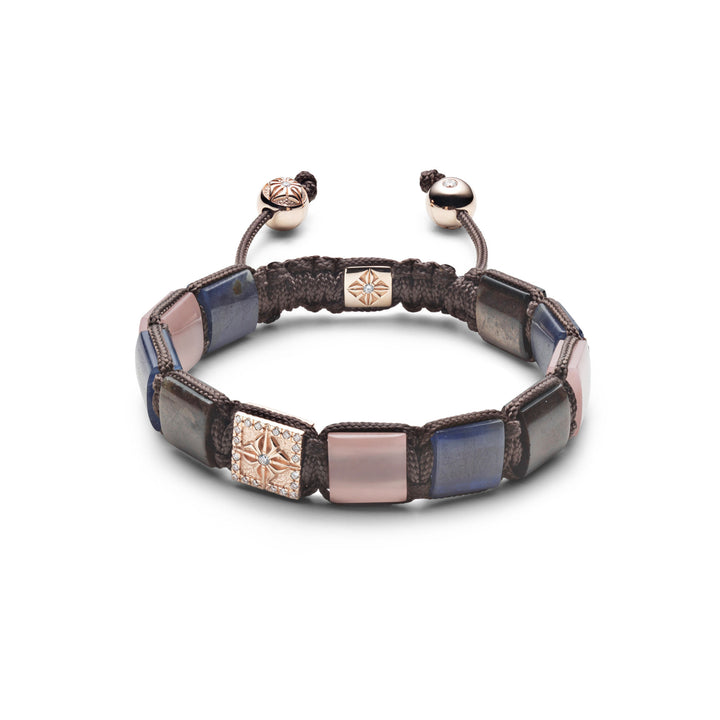 10 mm Lock Dusty Brown Armband aus 18K Rosegold mit Edelsteinen