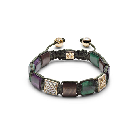 Shamballa Jewels 10mm Lock Olive 18K Gold Bracelet Gemstones