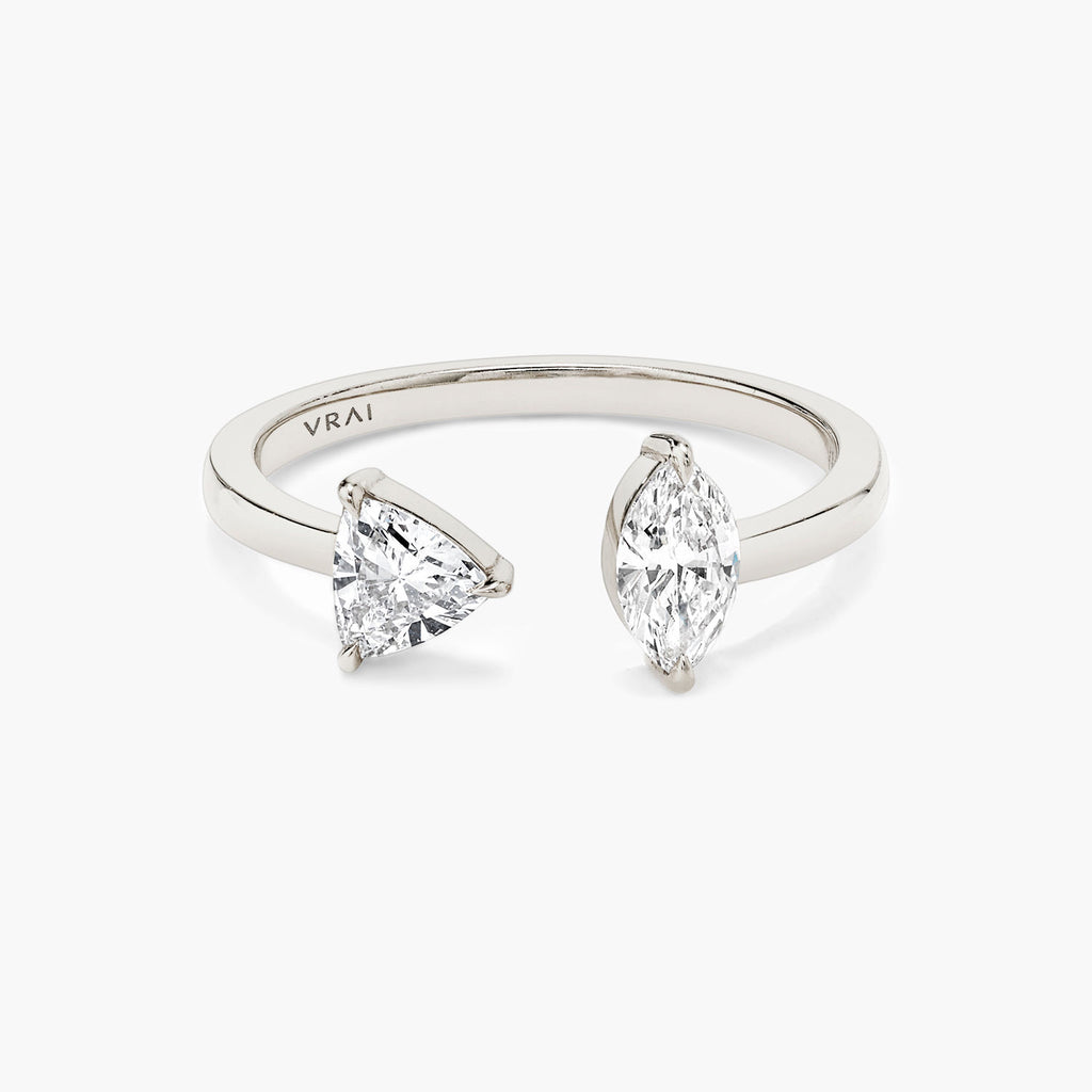 Trillion & Marquise Mixed Cuff 14K Hvidguld Ring m. Lab-Grown Diamanter