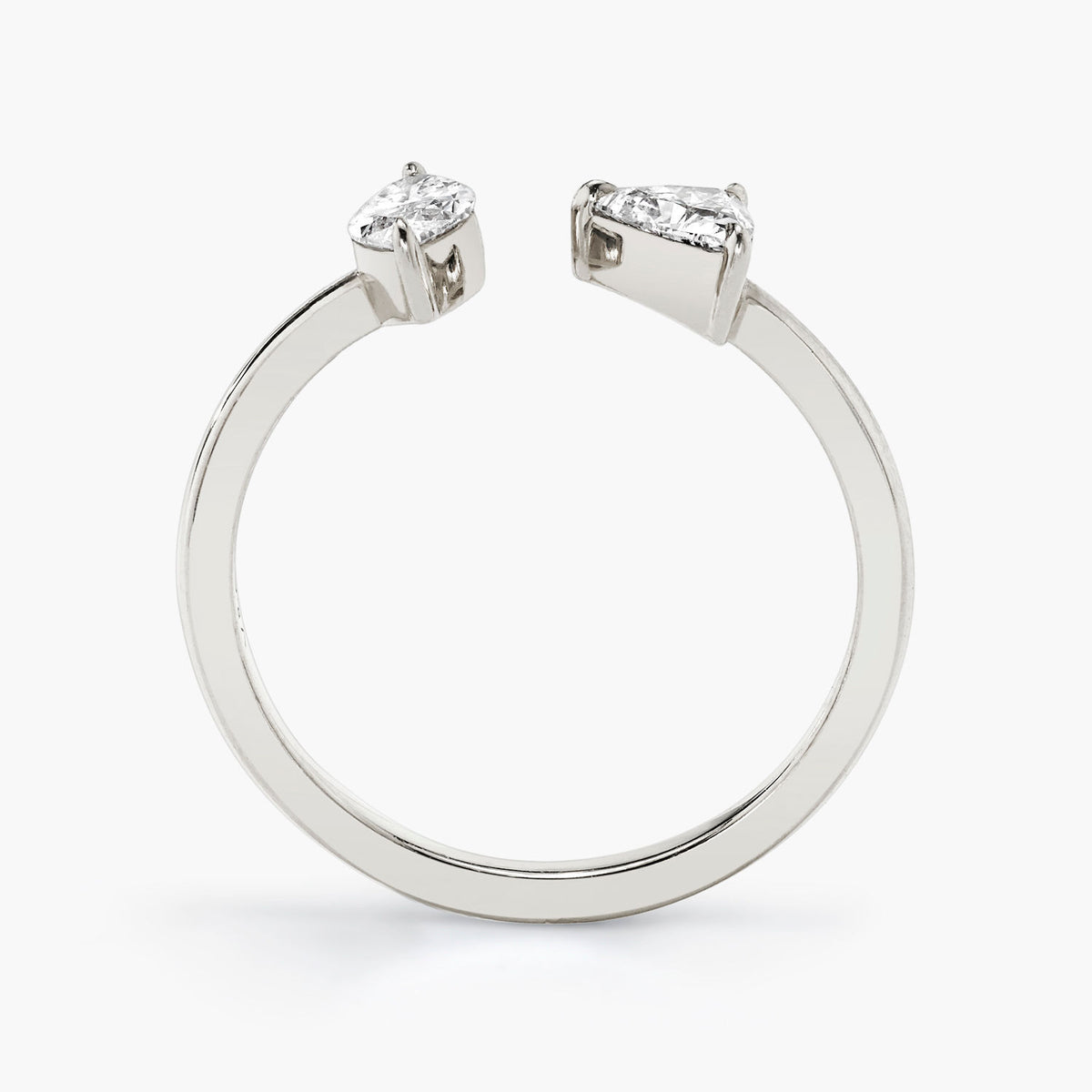 Trillion & Marquise Mixed Cuff 14K Whitegold Ring w. Lab-Grown Diamonds