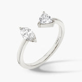 Trillion & Marquise Mixed Cuff 14K Whitegold Ring w. Lab-Grown Diamonds