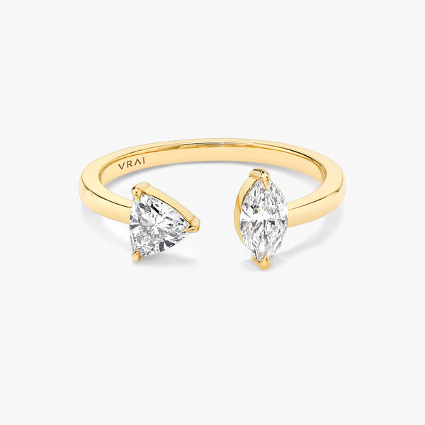 Trillion & Marquise Mixed Cuff 14K Gold Ring w. Lab-Grown Diamonds