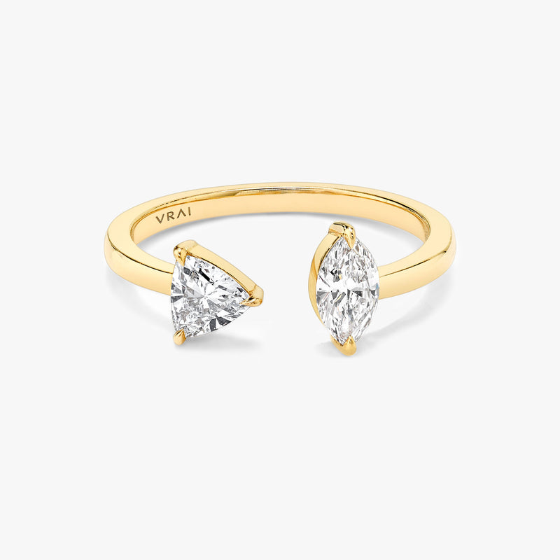 Trillion & Marquise Mixed Cuff Goldring I 14K I Labor-Diamanten