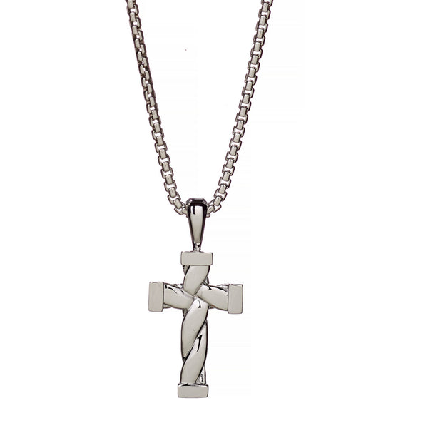 Twisted Cross Silver Necklace
