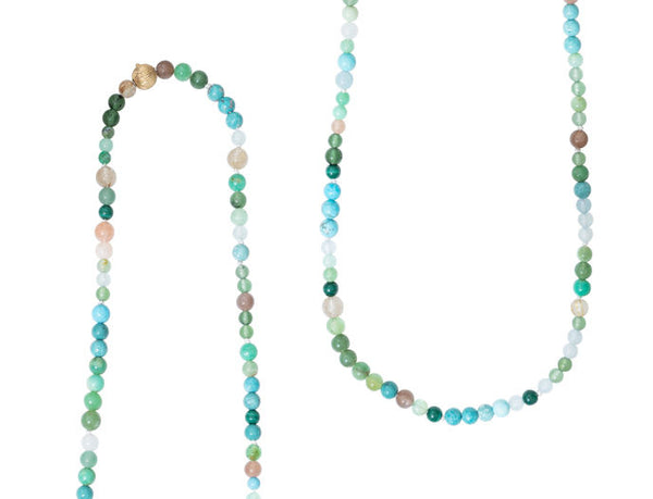 Bead collier Pearls, Turquoise 80 cm.