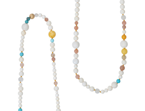 Bead collier bone/turquoise mixed Colors