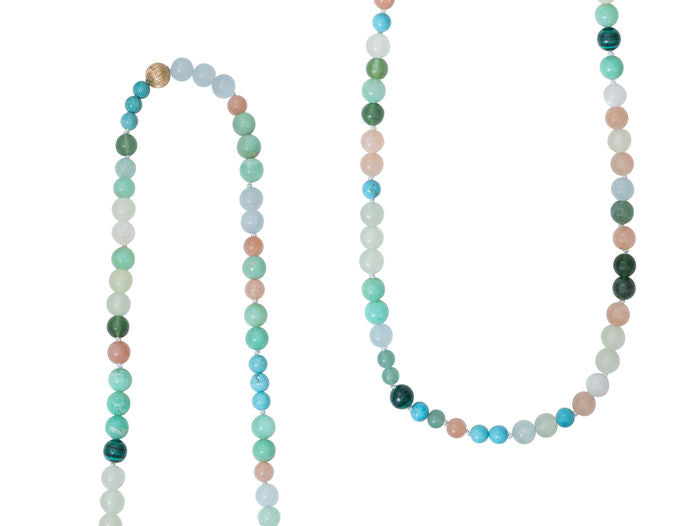 Bead collier Pearls, Turquoise 90 cm.