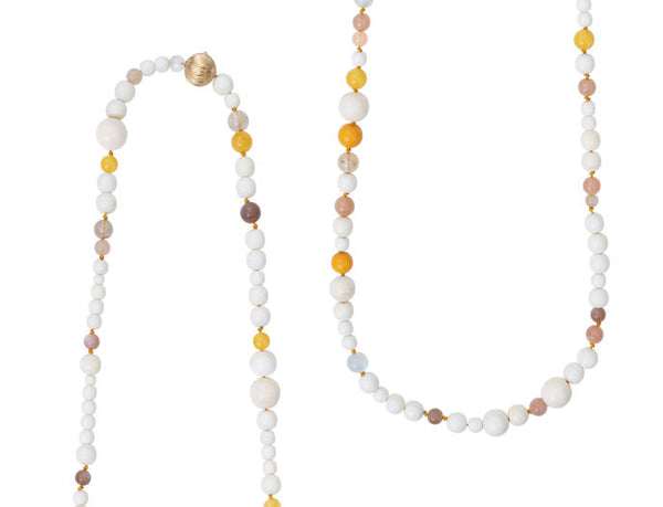 Bead collier bone/amber mixed Colors