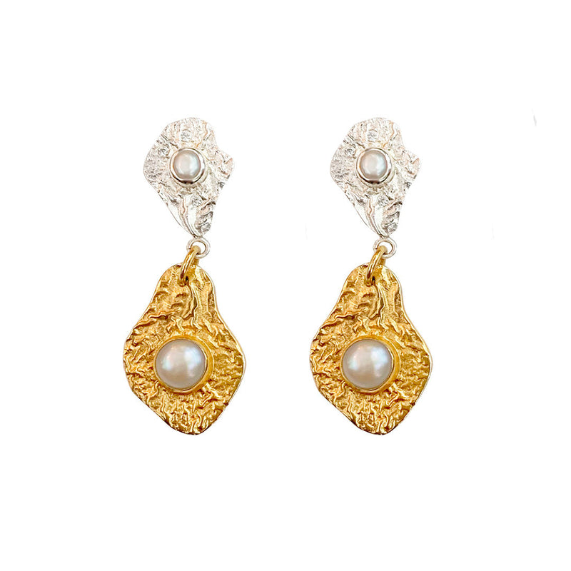 Daydream Mix Silver & Gold Plated Earrings w. Pearls