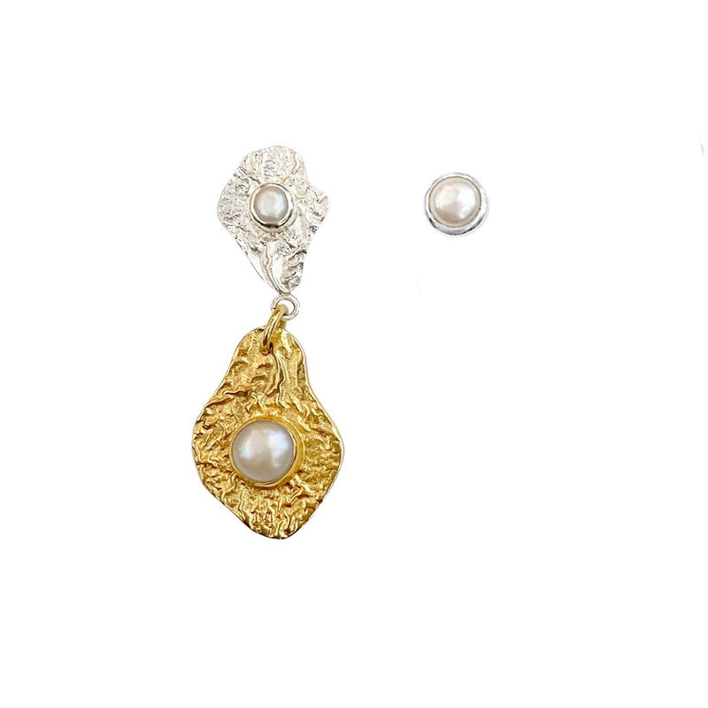 Daydream Fresh Mix Silver & Gold Plated Earrings w. Pearls