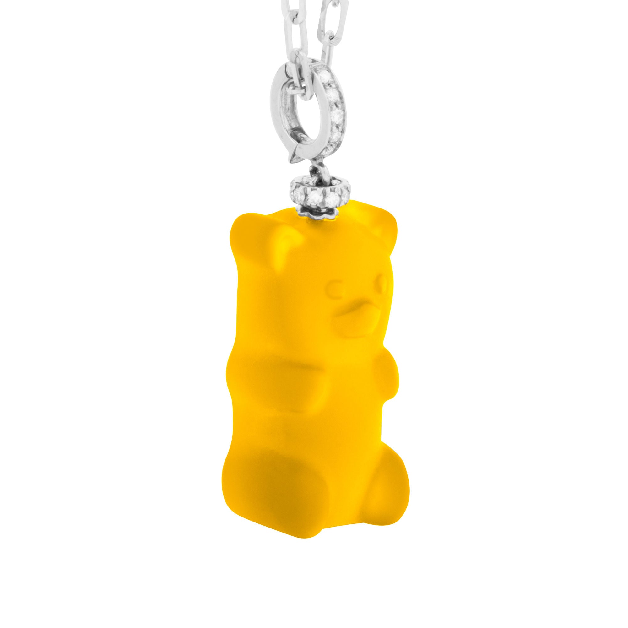 Mango Gemmy Bear 18K Whitegold Necklace w. Diamonds & Crystal