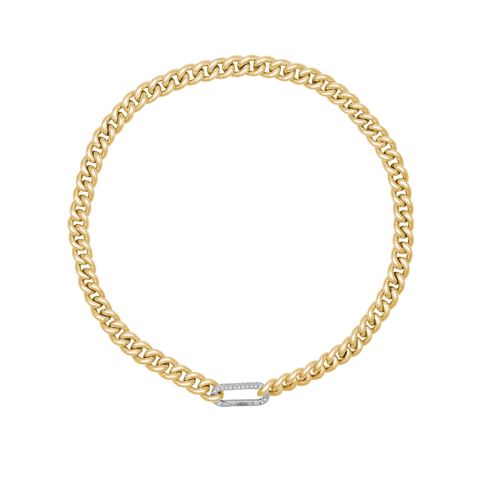 Cuban Yellow 18K Whitegold,Silver Necklace w. Diamonds