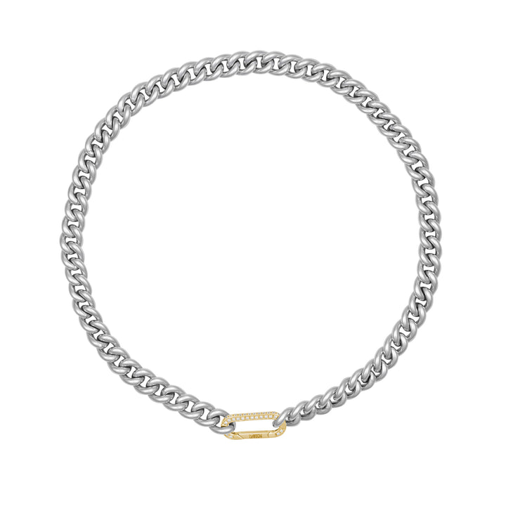 Cuban Rhodium 18K Guld Halskæde m. Diamanter