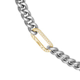 Cuban Rhodium 18K Gold Necklace w. Diamonds