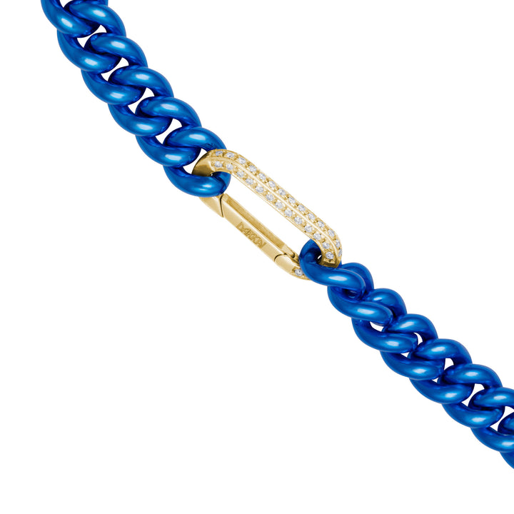 Cuban Electric Blue 18K Guld Halskæde m. Diamanter