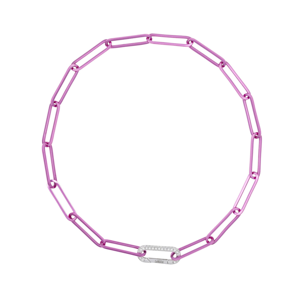 Cable Magenta 18K Whitegold Necklace w. Diamonds